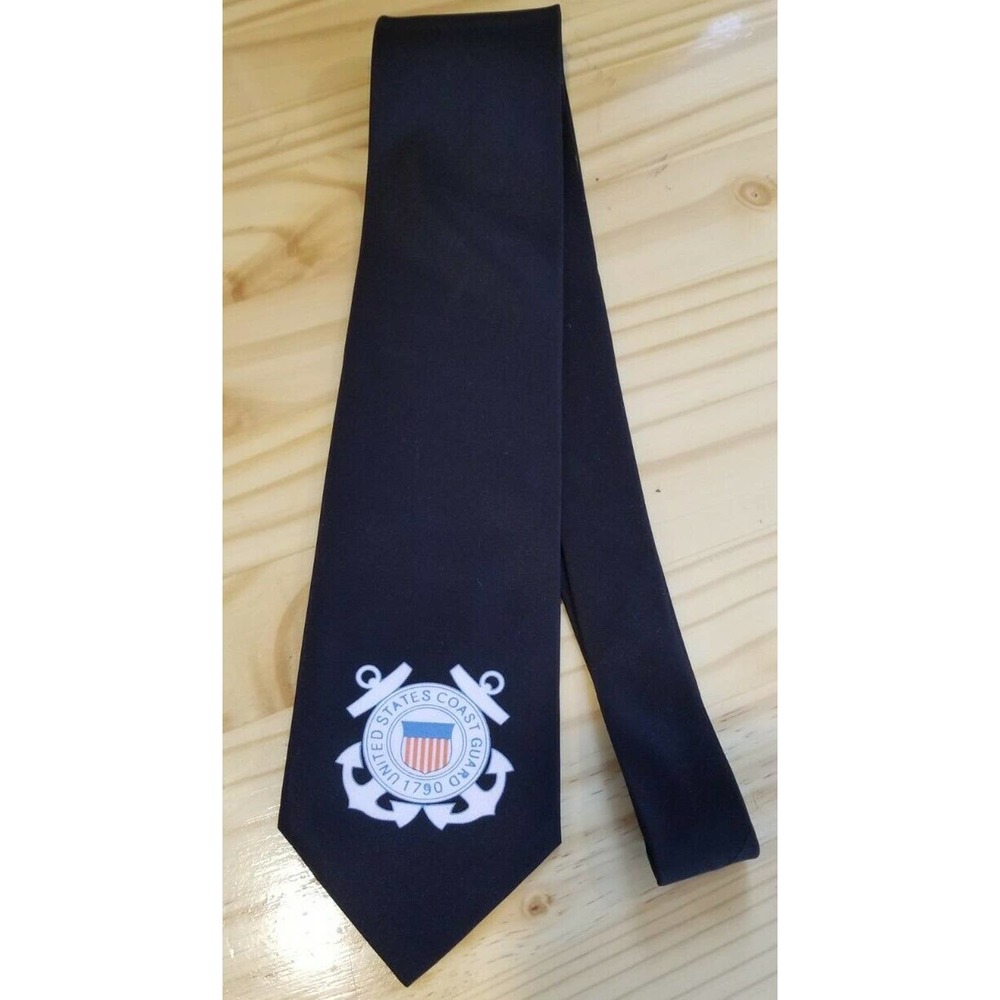 USCG Coast Guard Men's Tie Black With Emblem